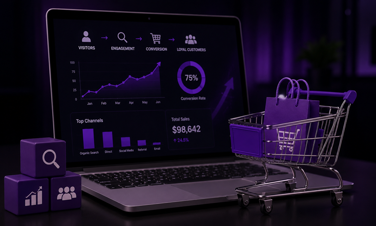 Dashboard showing conversions with ecommerce seo services