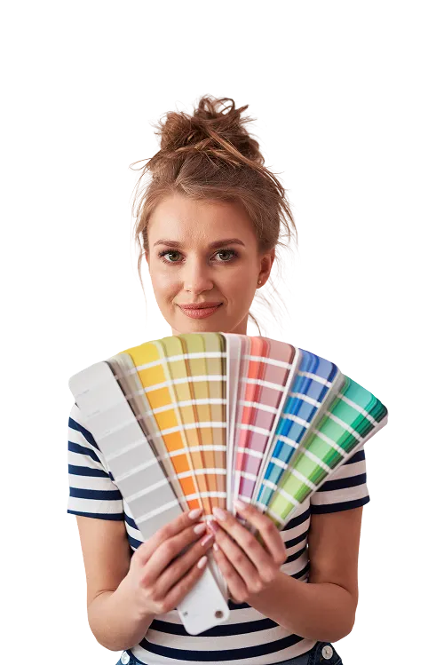portrait-smiling-woman-showing-color-swatch 1